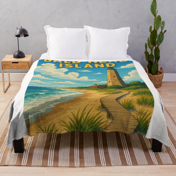 Item preview, Bald Head Island Boardwalk to Lighthouse on Coastal Beach designed and sold by Places On Earth.