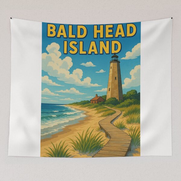 Item preview, Bald Head Island Boardwalk to Lighthouse on Coastal Beach designed and sold by Places On Earth.