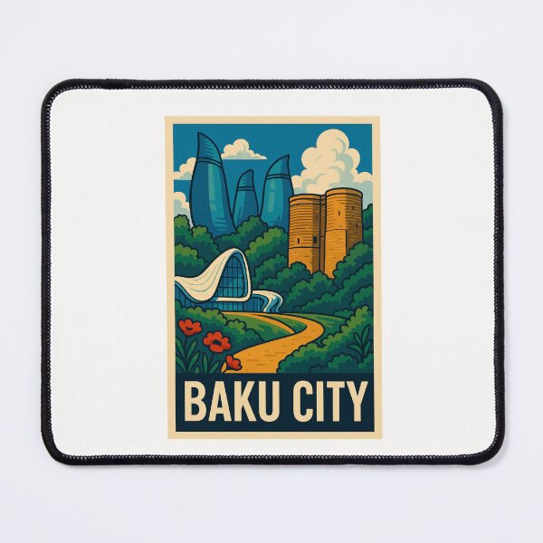 Item preview, Baku Skyline with Flame Towers and Maiden Tower designed and sold by Places On Earth.
