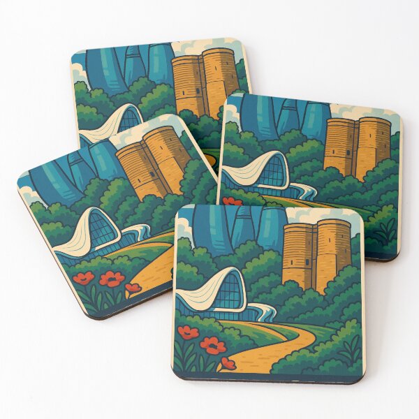 Item preview, Baku Skyline with Flame Towers and Maiden Tower designed and sold by Places On Earth.