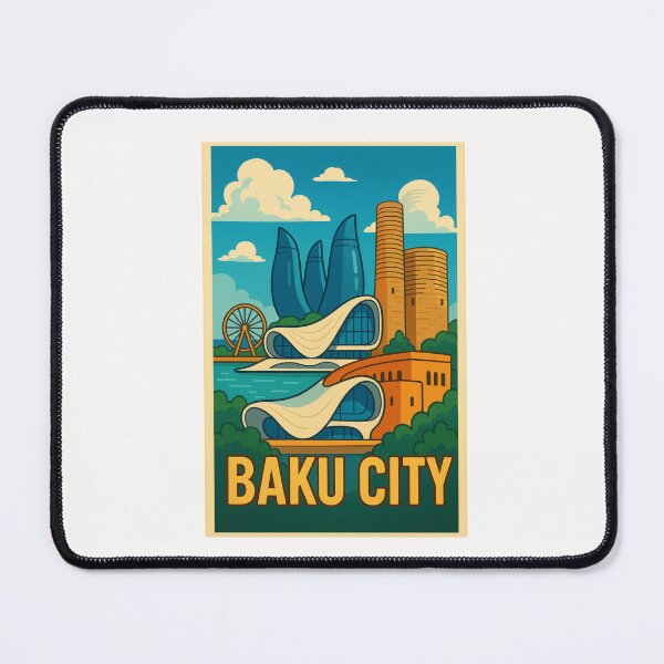 Item preview, Modern Baku Skyline with Flame Towers and Heydar Aliyev Center designed and sold by Places On Earth.