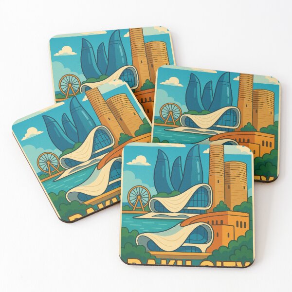 Item preview, Modern Baku Skyline with Flame Towers and Heydar Aliyev Center designed and sold by Places On Earth.