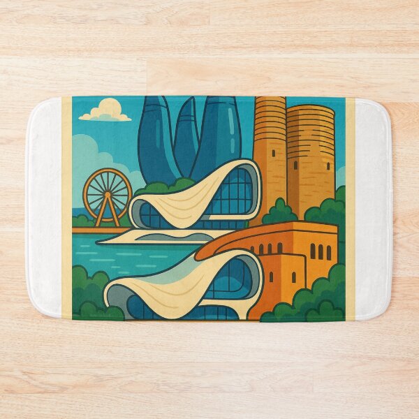 Item preview, Modern Baku Skyline with Flame Towers and Heydar Aliyev Center designed and sold by Places On Earth.