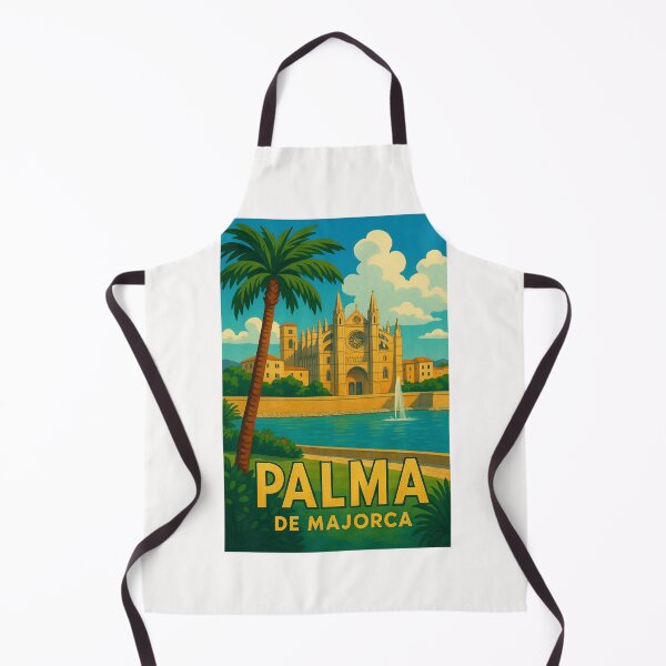 Item preview, Fountain View of Palma de Mallorca Cathedral and Palm Tree designed and sold by Places On Earth.