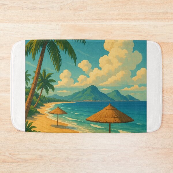 Item preview, Tropical Beach Scene in Nha Trang with Umbrellas and Chairs designed and sold by Places On Earth.