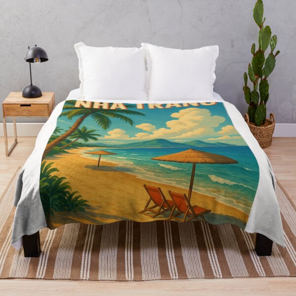 Item preview, Tropical Beach Scene in Nha Trang with Umbrellas and Chairs designed and sold by Places On Earth.