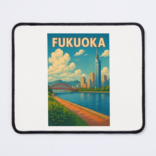 Item preview, Fukuoka Riverwalk with Skyline and Red Arch Bridge designed and sold by Places On Earth.