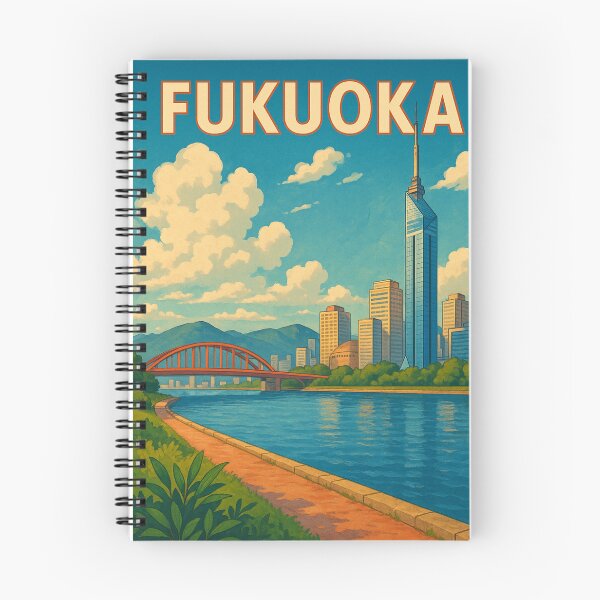 Item preview, Fukuoka Riverwalk with Skyline and Red Arch Bridge designed and sold by Places On Earth.