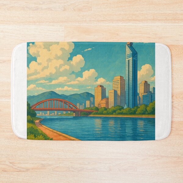 Item preview, Fukuoka Riverwalk with Skyline and Red Arch Bridge designed and sold by Places On Earth.