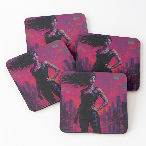 Item preview, Cyberpunk Glitch Neon City Girl Portrait designed and sold by VA Design.