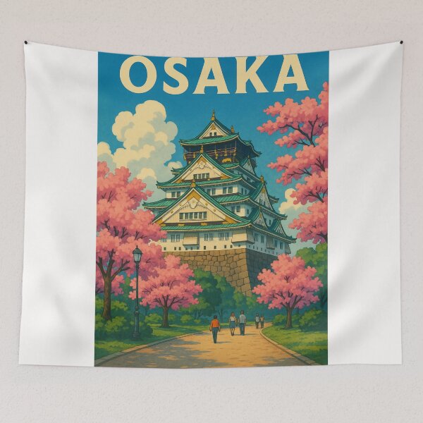 Item preview, Osaka Castle in Spring with Cherry Blossoms designed and sold by Places On Earth.