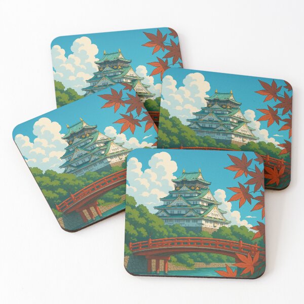 Item preview, Osaka Castle and Red Bridge Framed by Autumn Leaves designed and sold by Places On Earth.