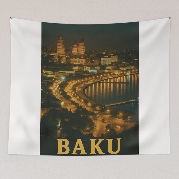 Item preview, Baku Night Skyline with Reflections on Caspian Bay designed and sold by Places On Earth.
