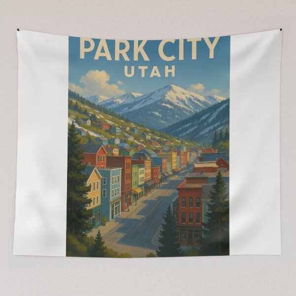 Item preview, Winter View of Park City Utah with Mountain Town Street designed and sold by Places On Earth.