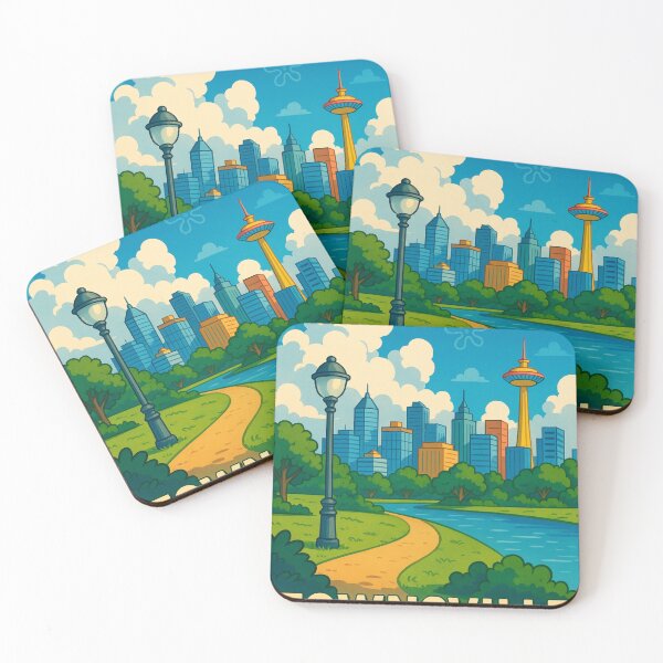 Item preview, Illustrated Townsville City Skyline with Tower and River designed and sold by Places On Earth.