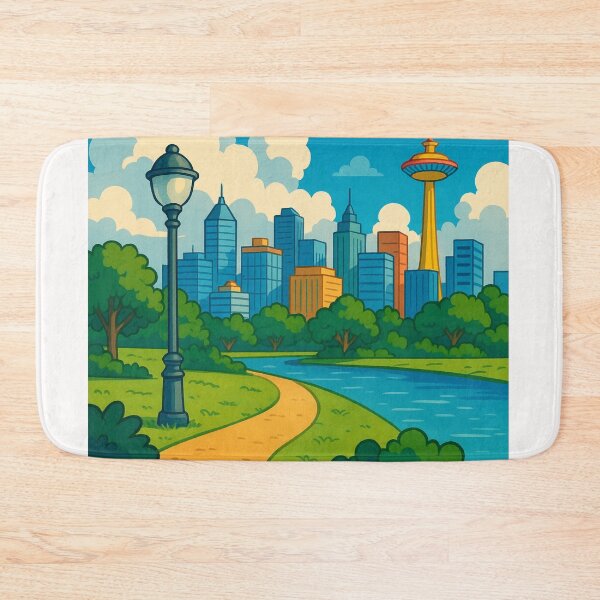 Item preview, Illustrated Townsville City Skyline with Tower and River designed and sold by Places On Earth.