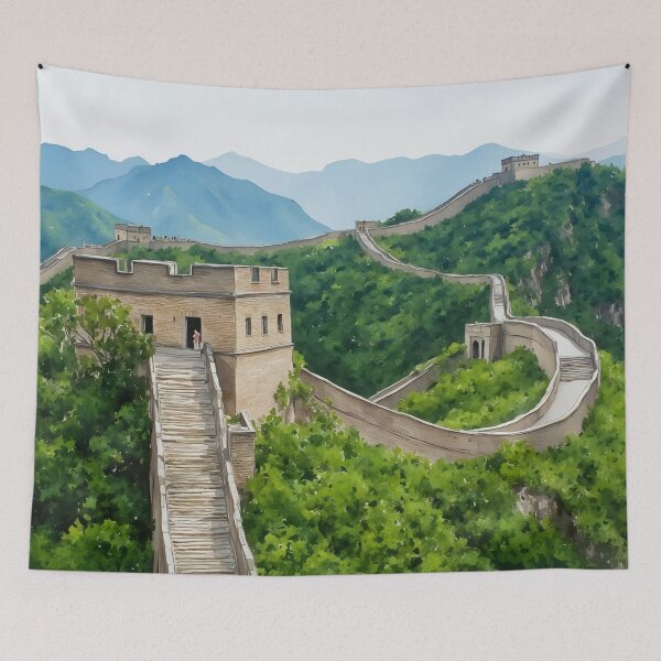 Item preview, Great Wall of China Watercolor Art Print designed and sold by Magnolia Valley Art.