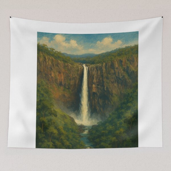 Item preview, Wallaman Falls Canyon in Oil-Painted Landscape Style designed and sold by Aryabek.