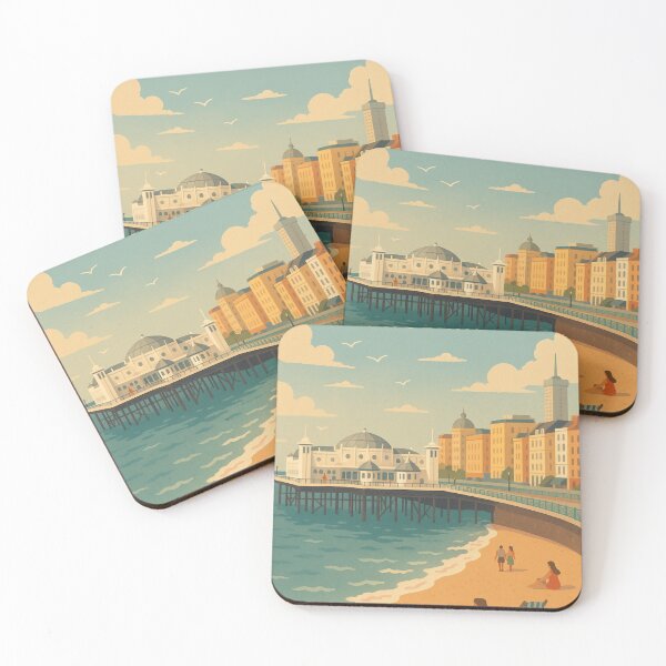 Item preview, Brighton Seaside Scene with Pier and Beachgoers designed and sold by Aryabek.