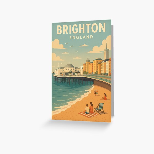 Item preview, Brighton Seaside Scene with Pier and Beachgoers designed and sold by Aryabek.