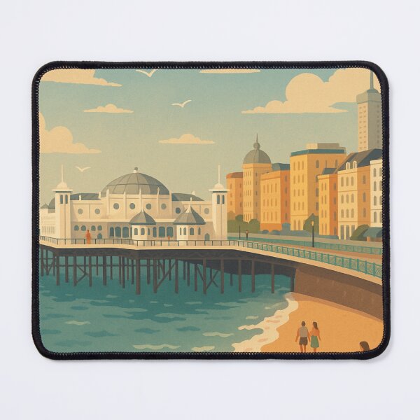 Item preview, Brighton Seaside Scene with Pier and Beachgoers designed and sold by Aryabek.