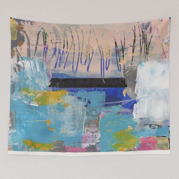Item preview, Abstract Modern Contemporary Texture with Pink and Blue Background Markmaking Artwork designed and sold by pngrktes-art.