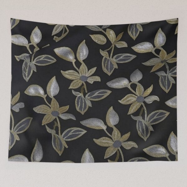 Item preview, Elegant Gold and Silver Floral Botanical Pattern on Black designed and sold by Yas_oma.