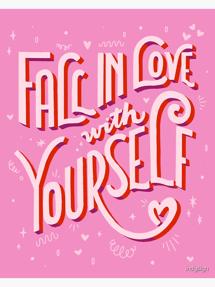 Thumbnail 3 of 3, Sticker, Fall in love with yourself designed and sold by indysign.