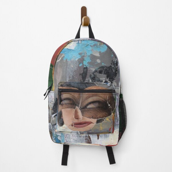 Item preview, Abstract Portrait with Collage Face against random maximalist background busy painting with lines  designed and sold by pngrktes-art.