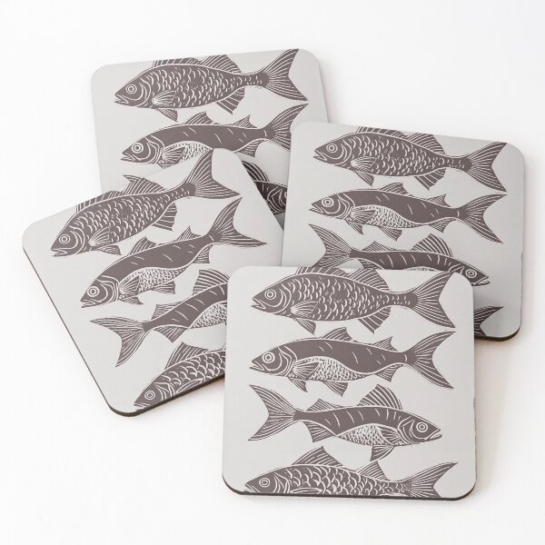 Item preview, Brown Fish Linocut Poster Print Image designed and sold by abn55.