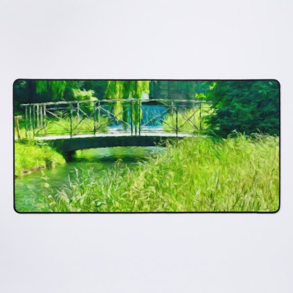 Aperçu de l'œuvre Une passerelle paisible – Peinture photographique impressionniste sur toile créée et vendue par Pamela Storch.