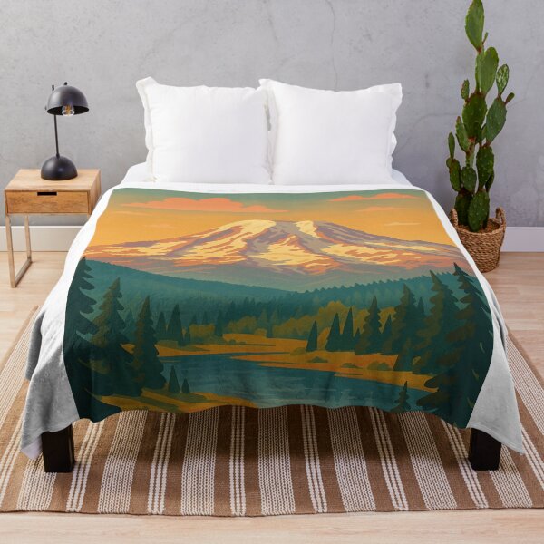 Item preview, Mount Rainier Sunset Over Forest and River designed and sold by Aryabek.
