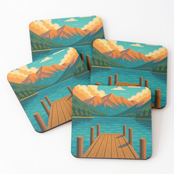 Item preview, Nelson Lakes Wooden Jetty and Sunset Peaks designed and sold by Aryabek.