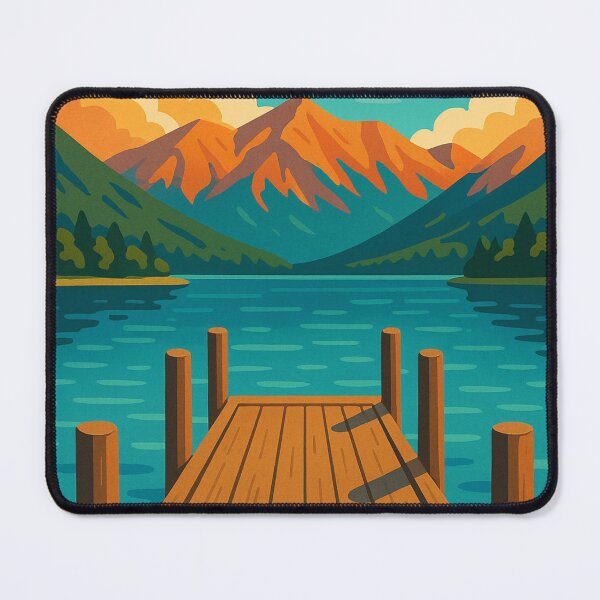 Item preview, Nelson Lakes Wooden Jetty and Sunset Peaks designed and sold by Aryabek.
