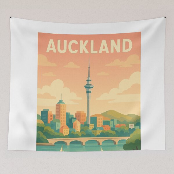 Item preview, Auckland Skyline with Sky Tower and Harbour designed and sold by Aryabek.