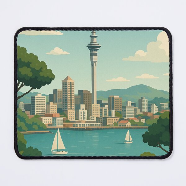 Item preview, Auckland Cityscape with Sky Tower and Sailboats designed and sold by Aryabek.