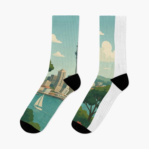 Item preview, Auckland Cityscape with Sky Tower and Sailboats designed and sold by Aryabek.