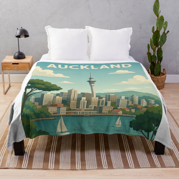 Item preview, Auckland Cityscape with Sky Tower and Sailboats designed and sold by Aryabek.