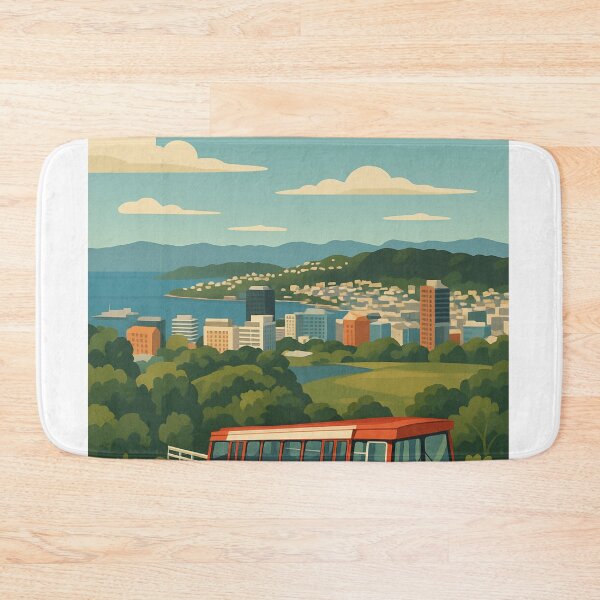 Item preview, Wellington Cable Car with Harbour and Hills designed and sold by Aryabek.