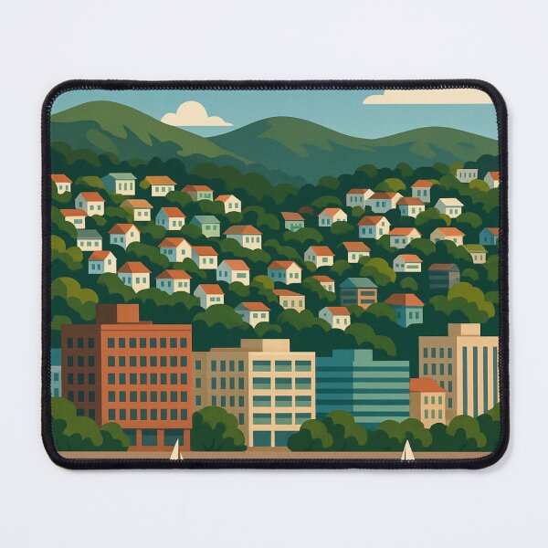 Item preview, Wellington Harbour with Colorful Hillside Homes designed and sold by Aryabek.