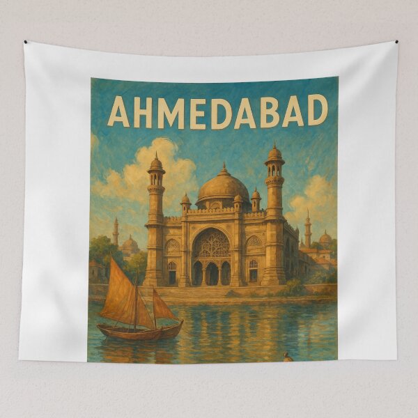 Item preview, Ahmedabad Mosque Reflection with Traditional Boats designed and sold by Aryabek.