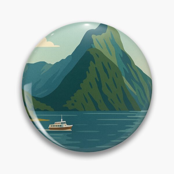 Item preview, Milford Sound Fjord with Tour Boat and Mountains designed and sold by Aryabek.
