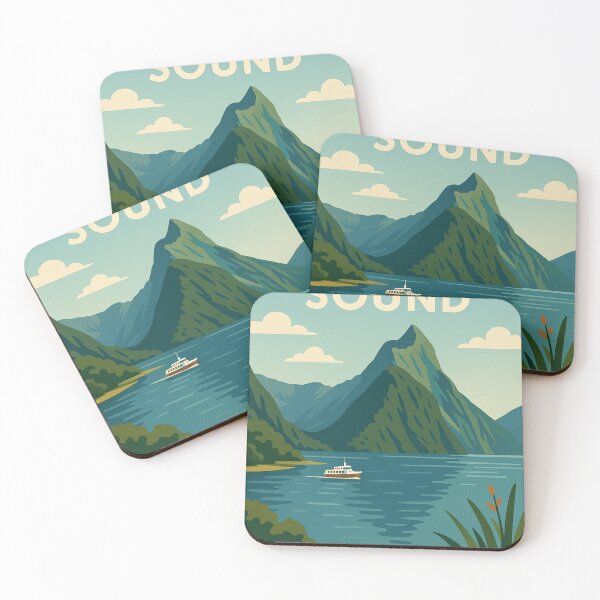 Item preview, Milford Sound Fjord with Tour Boat and Mountains designed and sold by Aryabek.