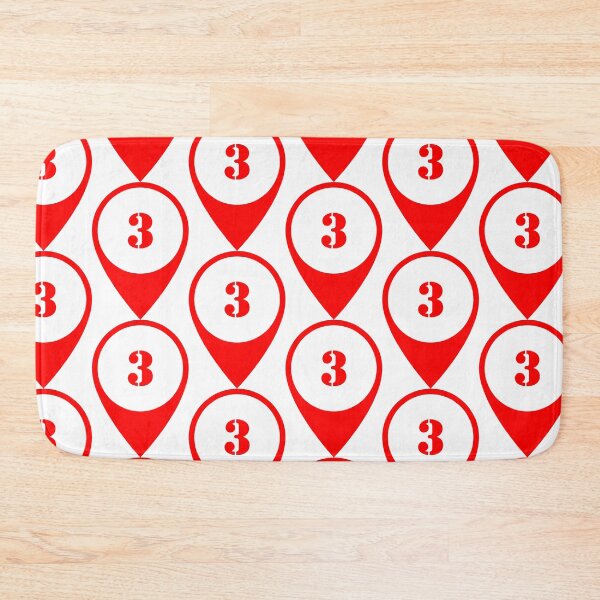 Item preview, Number 3 (three) Map Marker – Red Stencil Style Design designed and sold by Ching Teoh.