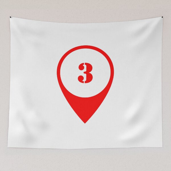 Item preview, Number 3 (three) Map Marker – Red Stencil Style Design designed and sold by Ching Teoh.