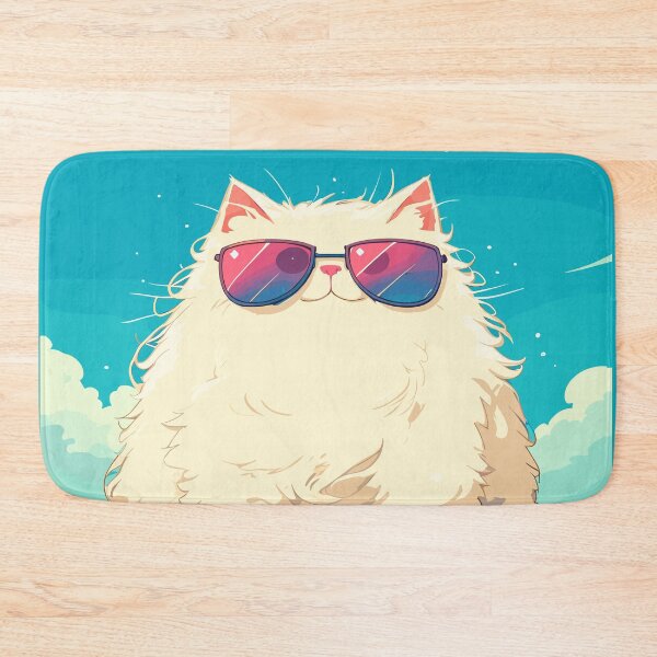 Item preview, A fluffy white cat ready for the summer designed and sold by etherElric.