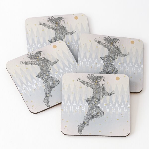 Item preview, Girl Skipping Through Gold Leaf Illustration/Seamless Pattern designed and sold by xianardo.arts.