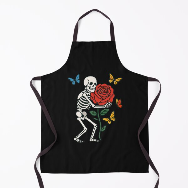 Item preview, Skeleton Hugging Giant Rose with Butterflies – Colorful Minimalist Design designed and sold by ColorSplash123.