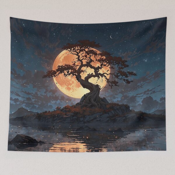 Item preview, Moon rising behind the tree of life designed and sold by Robertworkshop.