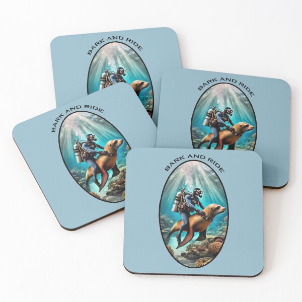 Item preview, Vintage SCUBA Diving Diver Riding on the Back of a Sea Lion URM designed and sold by urmaddad.